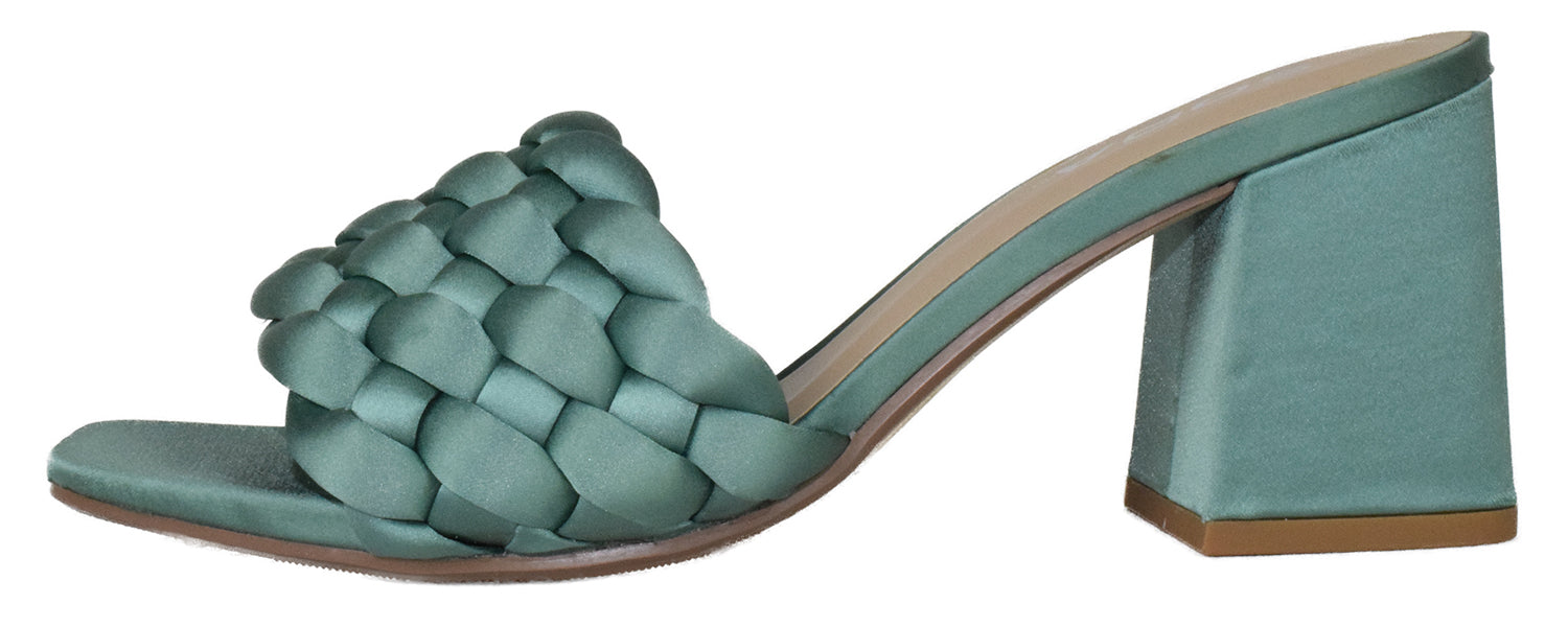 3 Pairs Shoes Bundle Soda Women Block Heel Sandal Braided Band Square Toe Satin