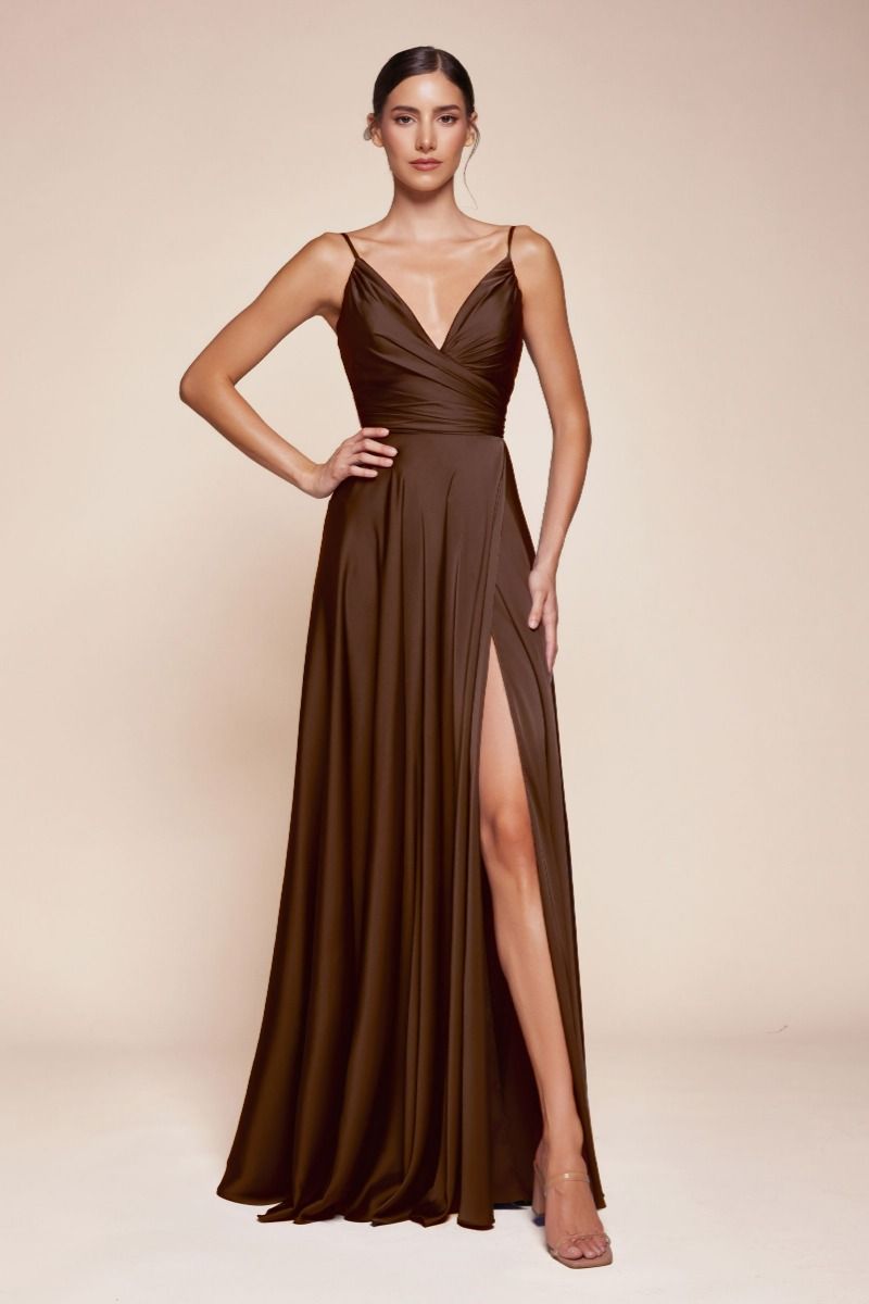 Soft Satin A-Line Sweatheart Neckline With Slit